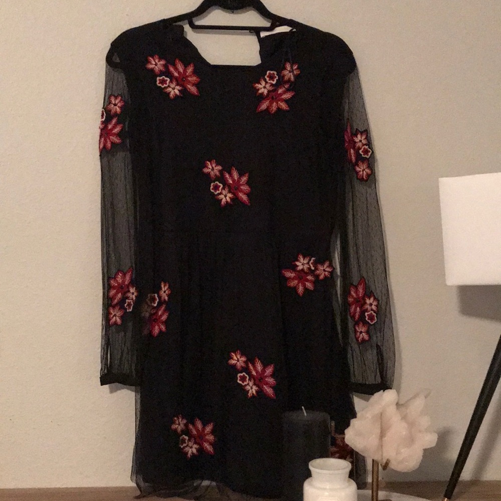 ZARA | black floral mini dress